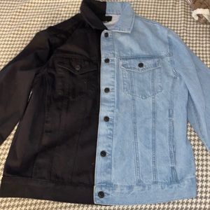 Half and half blue jean jacket